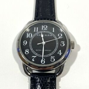 Anne Klein Womens Watch with Black Thin Leather Band - New Battery
